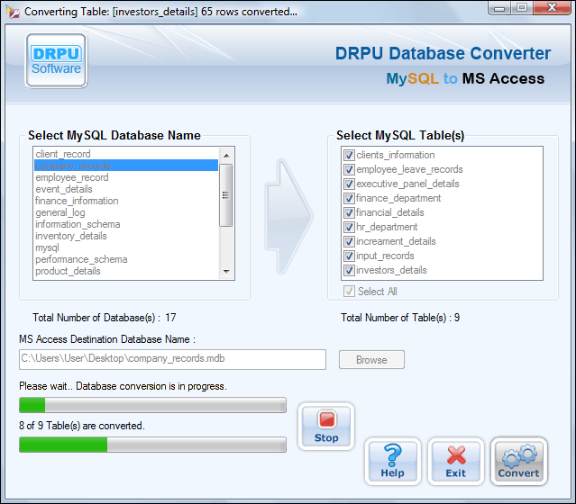 Database Converter For MS SQL To MySQL
